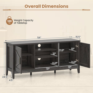 Farmhouse TV Stand for TVs up to 65 Inch Entertainment Center with 2 Storage Cabinets-Gray view 5