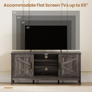 Farmhouse TV Stand for TVs up to 65 Inch Entertainment Center with 2 Storage Cabinets-Gray view 6