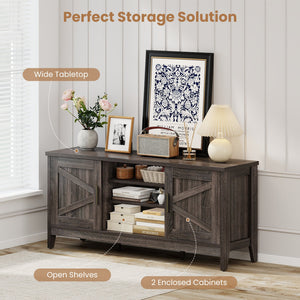 Farmhouse TV Stand for TVs up to 65 Inch Entertainment Center with 2 Storage Cabinets-Gray view 7