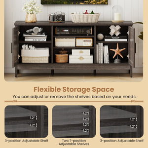 Farmhouse TV Stand for TVs up to 65 Inch Entertainment Center with 2 Storage Cabinets-Gray view 8