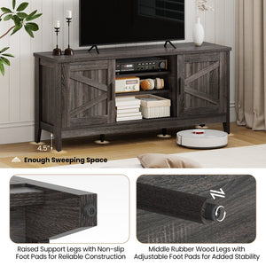 Farmhouse TV Stand for TVs up to 65 Inch Entertainment Center with 2 Storage Cabinets-Gray view 9