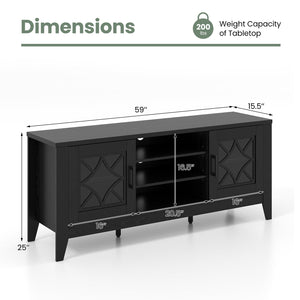 Farmhouse TV Stand for TVs Up to 65 Inches 4 Adjustable Shelves-Black view 5