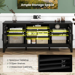 Farmhouse TV Stand for TVs Up to 65 Inches 4 Adjustable Shelves-Black view 7