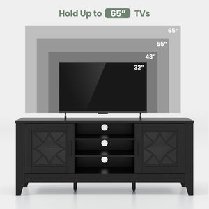 Farmhouse TV Stand for TVs Up to 65 Inches 4 Adjustable Shelves-Black view 8