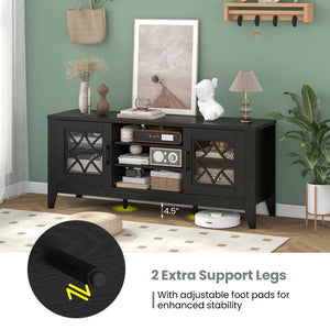 Farmhouse TV Stand for TVs Up to 65 Inches 4 Adjustable Shelves-Black view 9