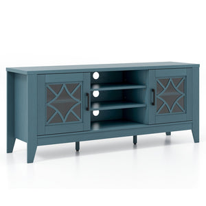 Farmhouse TV Stand for TVs Up to 65 Inches 4 Adjustable Shelves-Teal Blue view 4
