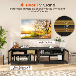 Farmhouse TV Stand for TVs up to 75 Inches with 2 Cabinets-Black view 8