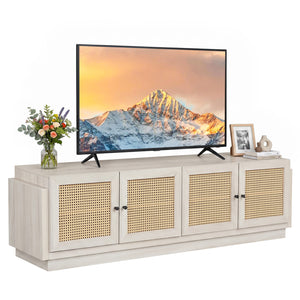 Farmhouse TV Stand for TVs up to 75 Inches with 2 Cabinets-White