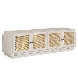 Farmhouse TV Stand for TVs up to 75 Inches with 2 Cabinets-White view 4