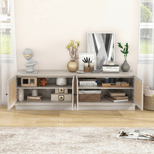 Farmhouse TV Stand for TVs up to 75 Inches with 2 Cabinets-White view 6