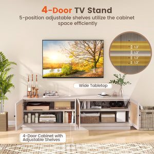 Farmhouse TV Stand for TVs up to 75 Inches with 2 Cabinets-White view 8