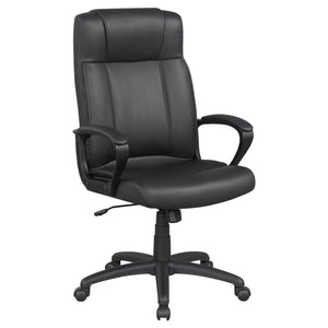 Faux Leather Office Chair Computer Desk Chair with Rocking Function-Black