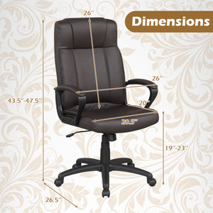Faux Leather Office Chair Computer Desk Chair with Rocking Function-Brown view 4