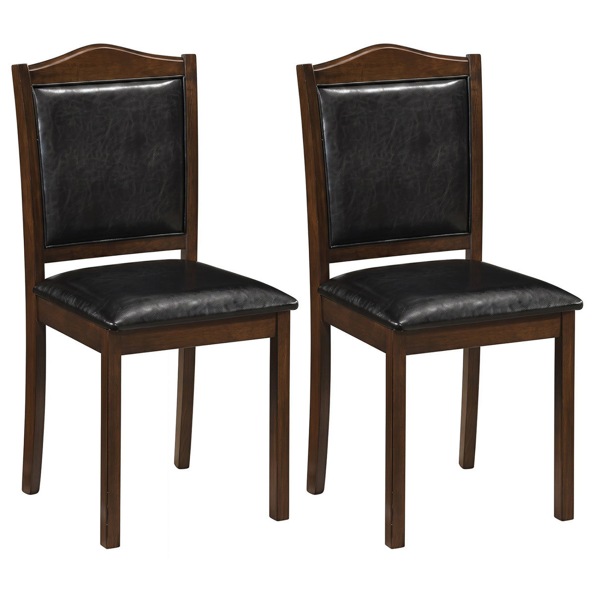 Faux Leather Upholstered Wooden Farmhouse Dining Chairs Set of 2-Walnut