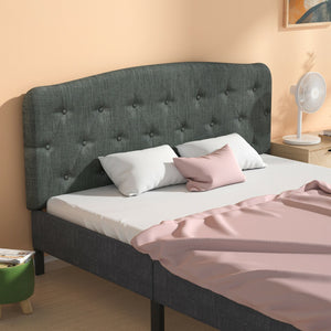 Faux Linen Headboard with Adjustable Heights-Dark Gray view 2