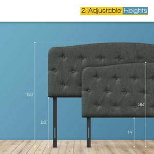 Faux Linen Headboard with Adjustable Heights-Dark Gray view 7