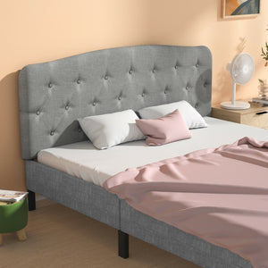 Faux Linen Headboard with Adjustable Heights-Light Gray view 2