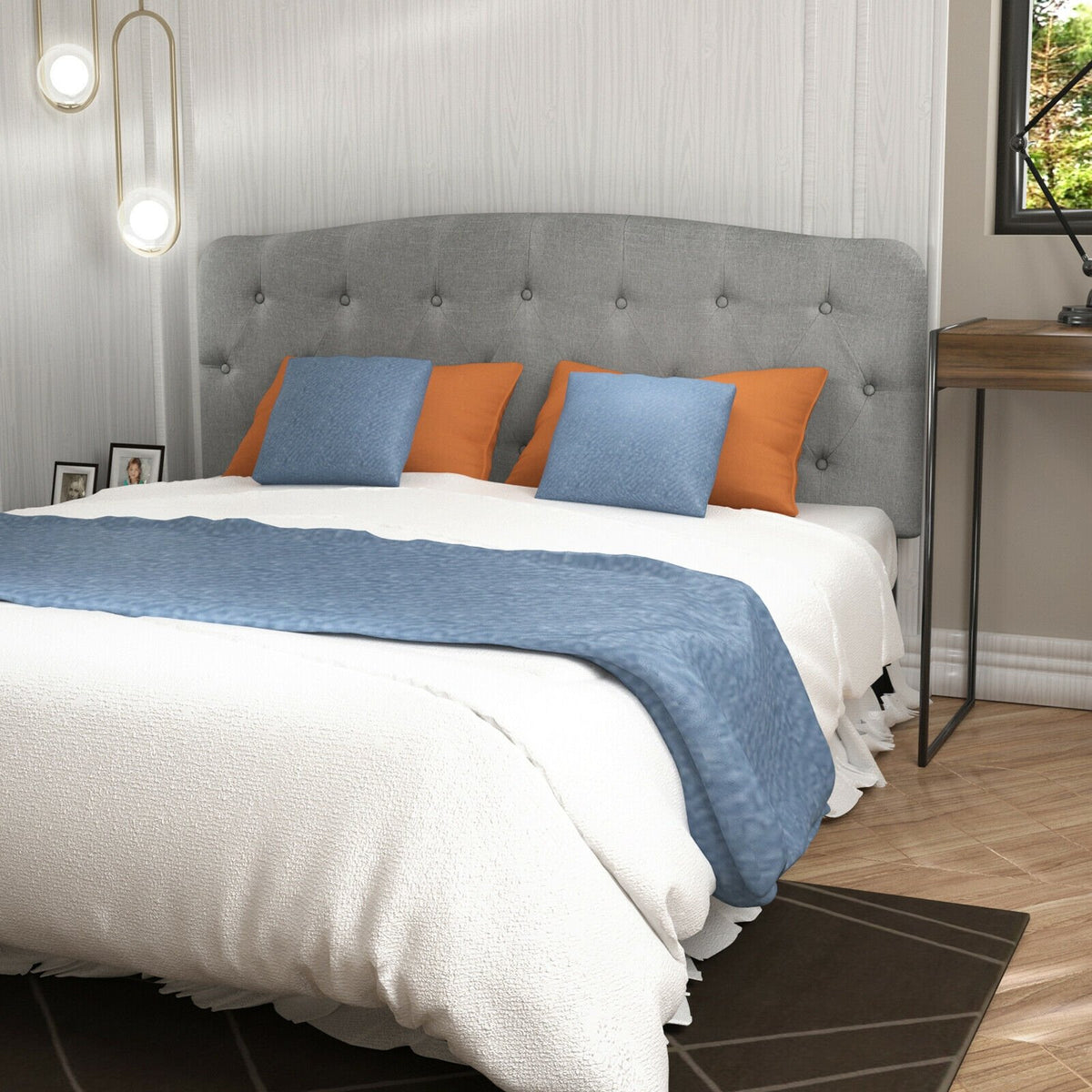 Faux Linen Headboard with Adjustable Heights-Light Gray view 6