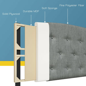 Faux Linen Headboard with Adjustable Heights-Light Gray view 9