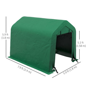 8' x 6' Carport with Sidewalls and Roll-up Door, Outdoor Storage Shelter for Motorcycle and Car, Grey – view 9