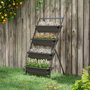 5-Tier Vertical Raised Garden Planter with 5 Boxes, Wheels, Outdoor Plant Stand for Vegetable Flowers, Brown – view 14