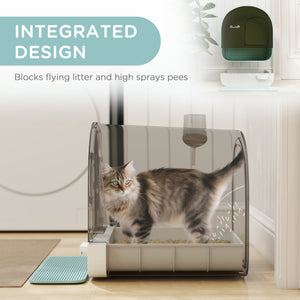 Cat Litter Box with Lid, Removable Tray, Scoop, Filter, Green – view 6