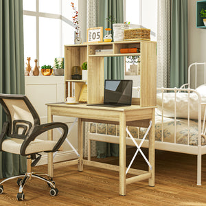 Computer Desk with Hutch, Home Office Table with Storage Shelves and Open Compartments for Writing, Work – view 13