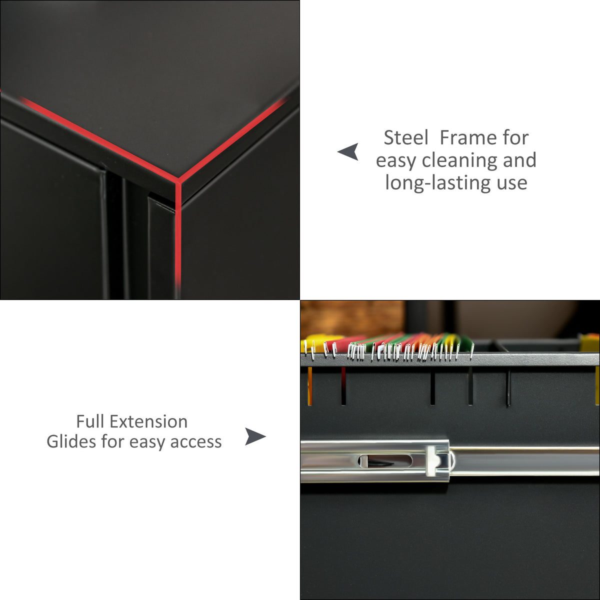 File Cabinet, Vertical Filing Cabinet with Adjustable Partition for A4 Letter Size, Lockable for Office – view 6