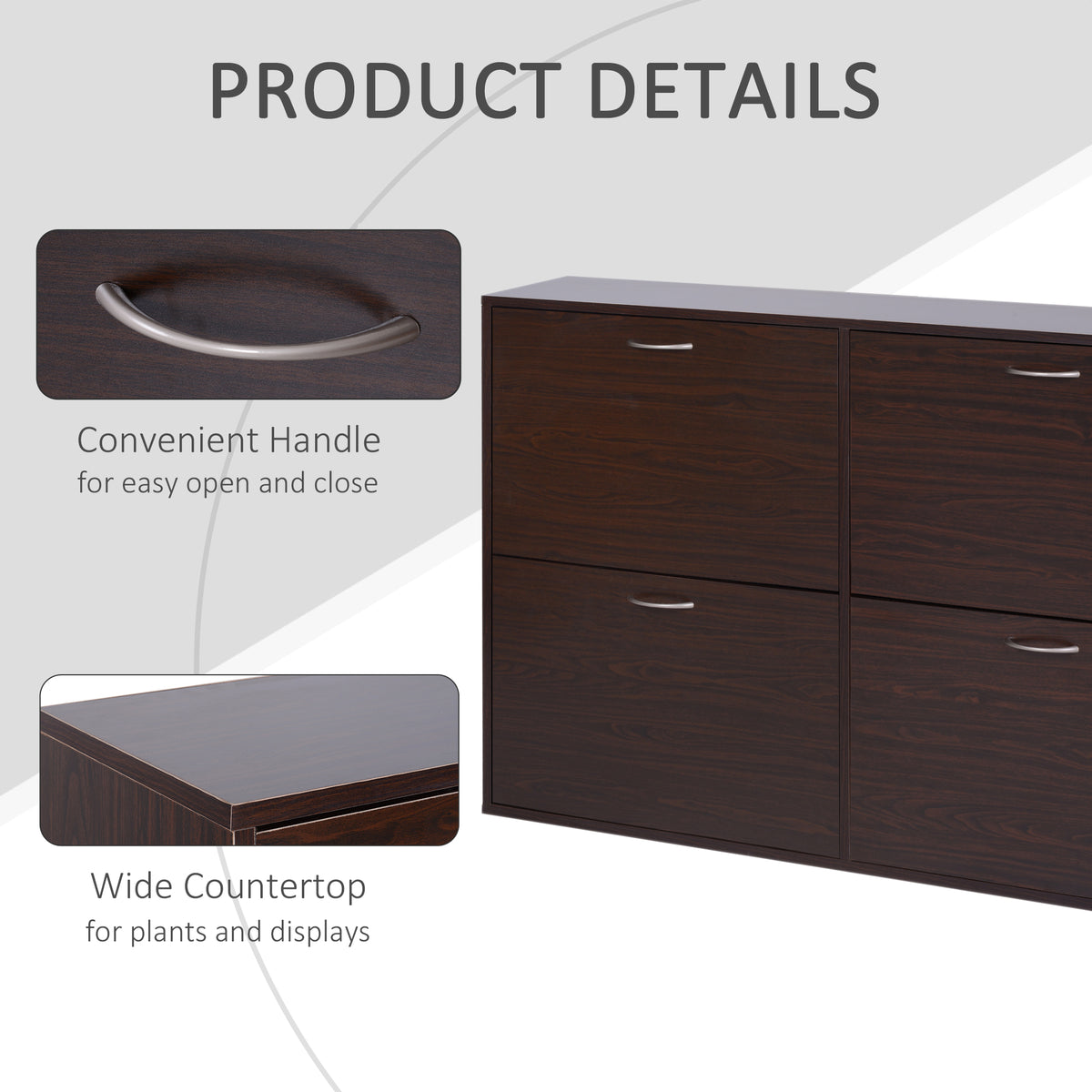 Flip Down Shoe Storage, Multi Cabinet, Wooden Shoe Rack, Entryway Shelf, 4 Drawer Organizer – view 5