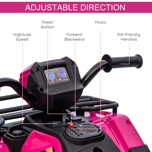 Aosom 12V Kids ATV Quad, 4 Wheeler Battery Powered Electric Vehicle with Music MP3, Headlights, High Low Speed, Treaded Tires, for Boys and Girls Ages 37-60 Months