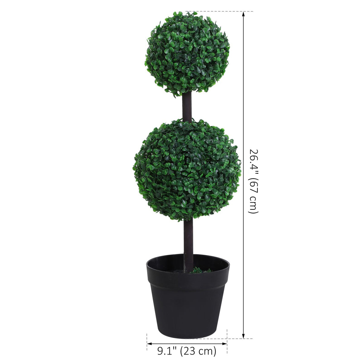 2 Ball Topiary Tree in Pot for Home Decor, Artificial Plant for Home Office, Living Room Decor, Dark Green – view 9