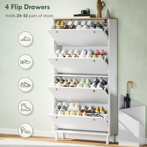 Narrow Shoe Cabinet with 4 Flip Drawers, Shoe Storage Cabinet with Adjustable Shelves, Holds 24–32 Pairs – view 10