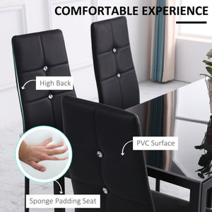 Set of 6 Button Tufted Back Side Chairs with Upholstered Seat, Steel Legs for Living Room, Kitchen, Bedroom, Black