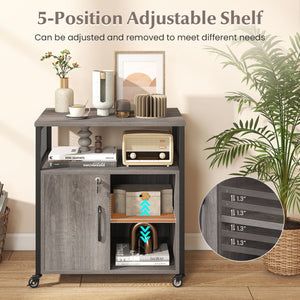 File Cabinet on Wheels with Charging Station and Cable Management Hole-Gray view 8