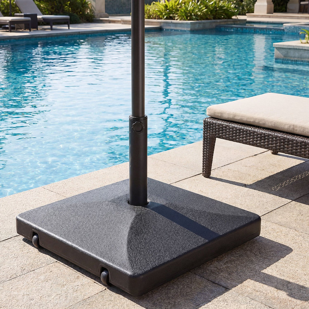Fillable Umbrella Base 90 LBS Heavy Duty with 2 Wheels-Black view 5