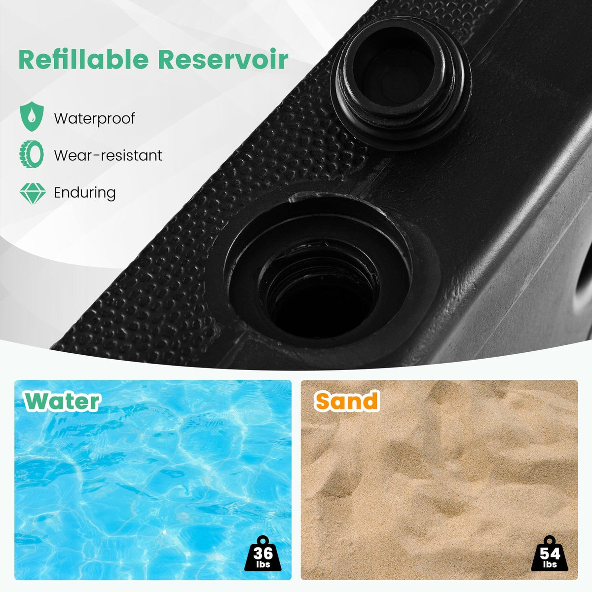 Fillable Umbrella Base Stand with Lockable Universal Wheels view 5