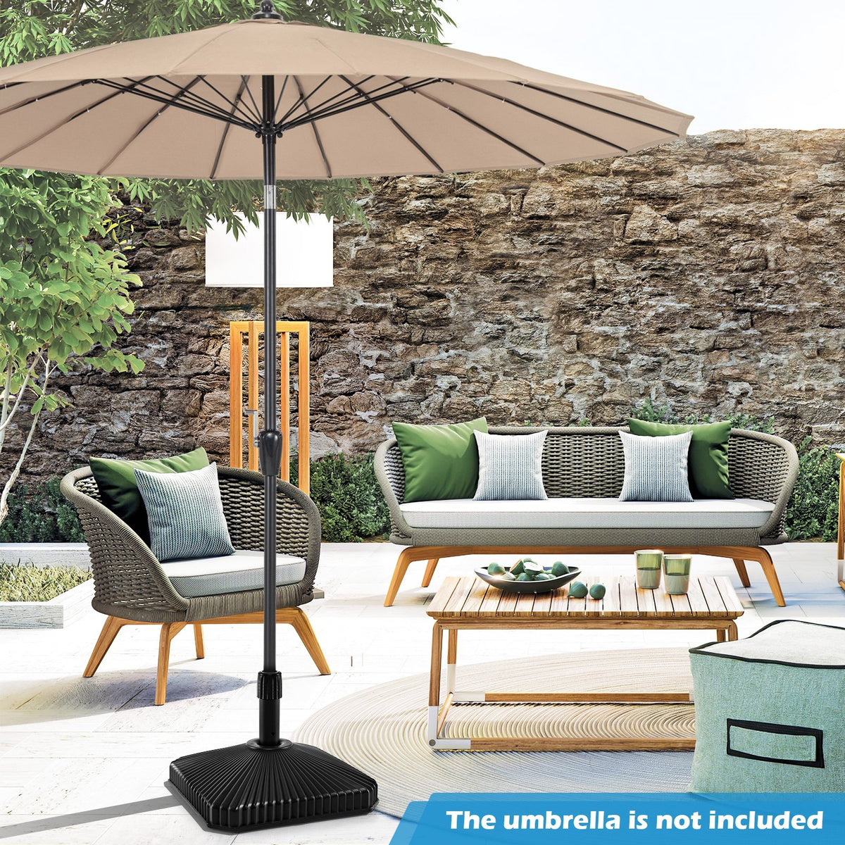 Fillable Umbrella Base with Shell Texture and 3 Coupler Sizes-Black view 3