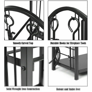 Fireplace Log Rack with 4 Tools Set Fireside Firewood Holder view 5