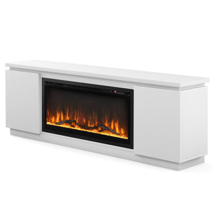 Fireplace TV Stand for TVs up to 80 Inch with 3 Adjustable Shelves-White view 4