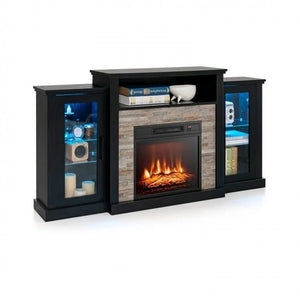 Fireplace TV Stand with 16-Color Led Lights for TVs up to 65 Inch-Black