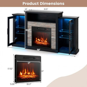 Fireplace TV Stand with 16-Color Led Lights for TVs up to 65 Inch-Black view 5