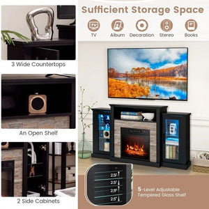 Fireplace TV Stand with 16-Color Led Lights for TVs up to 65 Inch-Black view 6