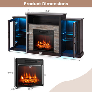 Fireplace TV Stand with 16-Color Led Lights for TVs up to 65 Inch-Dark Brown view 5