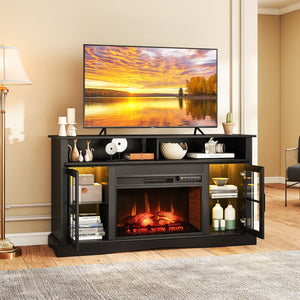 Fireplace TV Stand with Remote Controls and Thermostat for TVs Up to 50 Inch-Black view 3