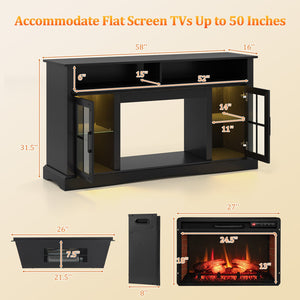 Fireplace TV Stand with Remote Controls and Thermostat for TVs Up to 50 Inch-Black view 4