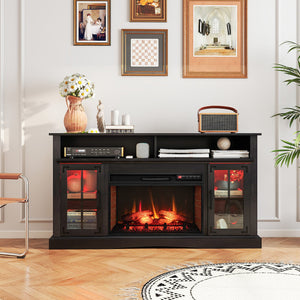 Fireplace TV Stand with Remote Controls and Thermostat for TVs Up to 50 Inch-Black view 5