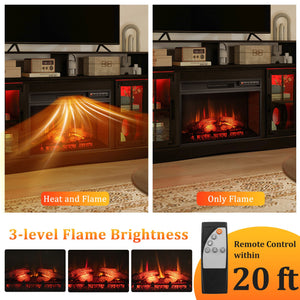 Fireplace TV Stand with Remote Controls and Thermostat for TVs Up to 50 Inch-Black view 7