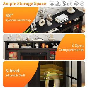 Fireplace TV Stand with Remote Controls and Thermostat for TVs Up to 50 Inch-Black view 9