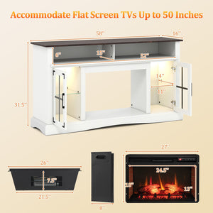 Fireplace TV Stand with Remote Controls and Thermostat for TVs Up to 50 Inch-White view 4