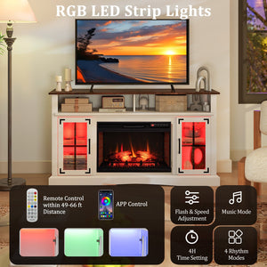Fireplace TV Stand with Remote Controls and Thermostat for TVs Up to 50 Inch-White view 6